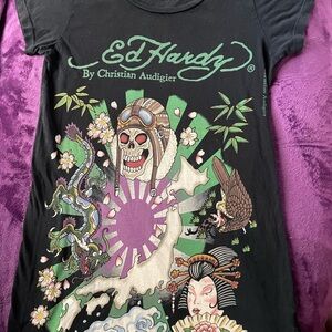 SET OF FOUR Ed Hardy ladies s/s tees Size L